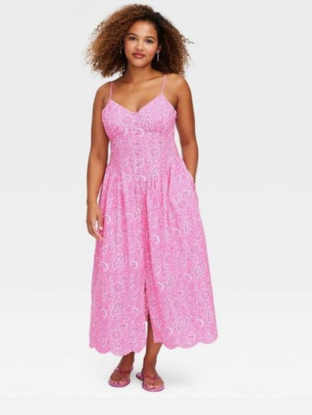 Roller Rabbit Pink Paisley Drop Waist Midi Dress S